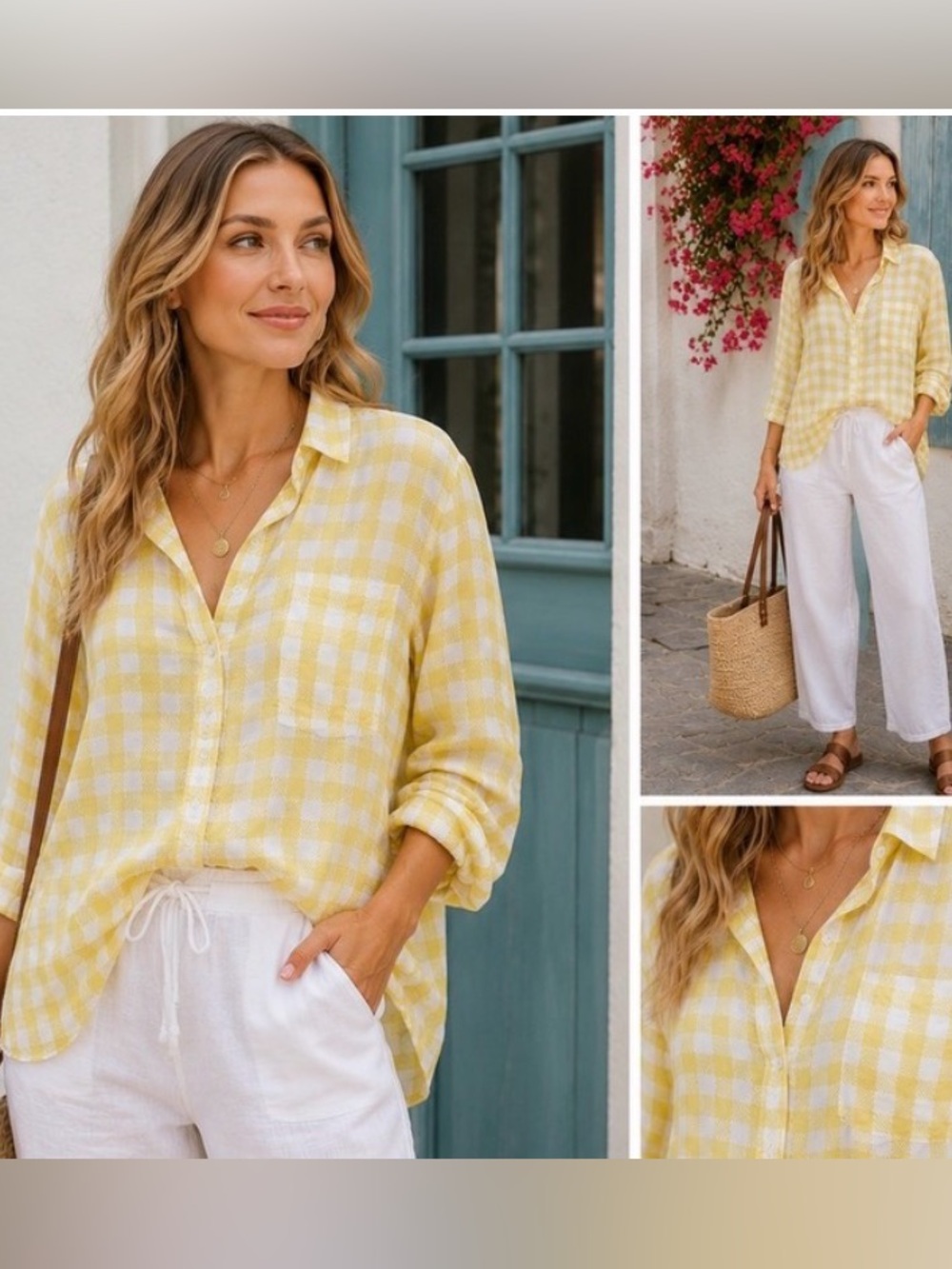 Anthropologie Bell Dahl Gingham Button Front Top